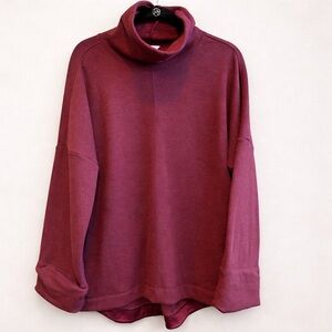 ATHLETA Cozy Karma Funnel Neck Sweatshirt Oversized Burgundy Pullover Medium
